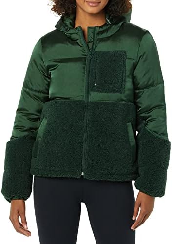 Amazon Essentials Womens Full Zip Sherpa Fleece Hooded Puffer Jacket