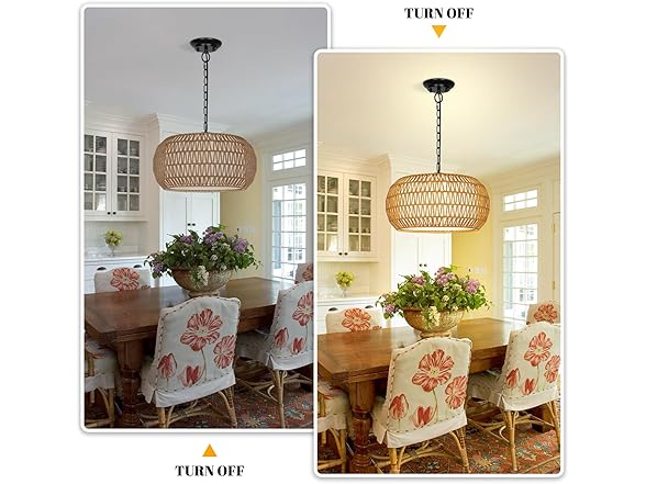 19" Rattan Chandeliers for Dining Room, Boho