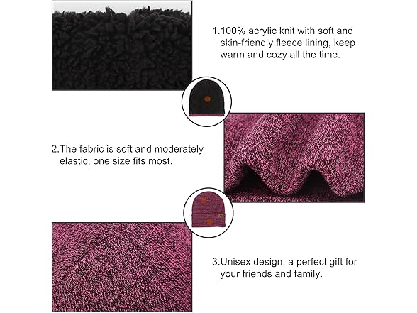 Mysuntown W0092 Beanie Hat Scarf Gloves Set Rose Red