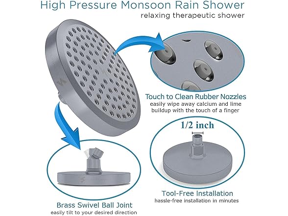 6" Round High Pressure Rain Shower Head