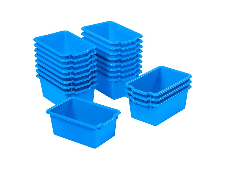 ECR4Kids Scoop Front Storage Bin, Multipurpose Organization, Blue, 20-Piece