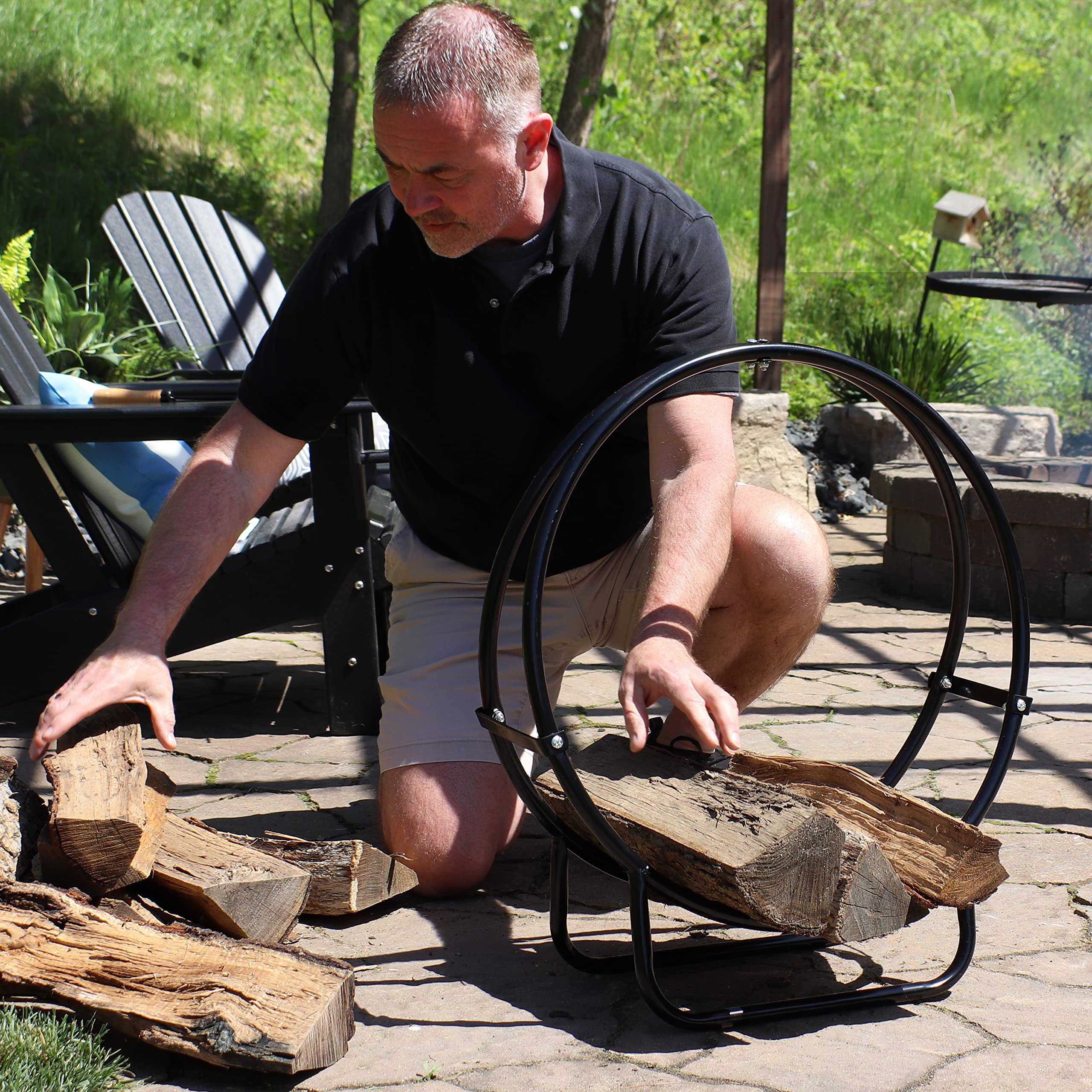 Sunnydaze Décor 24" Firewood Log Hoop - Gallery 16