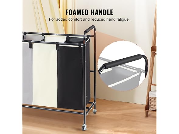 3-Section Laundry Basket, Heavy Duty Laundry