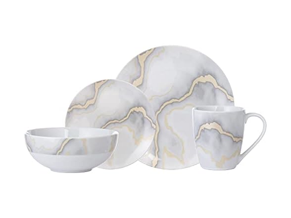 Safdie & Co. Electric Marble 16 Piece Dinnerware