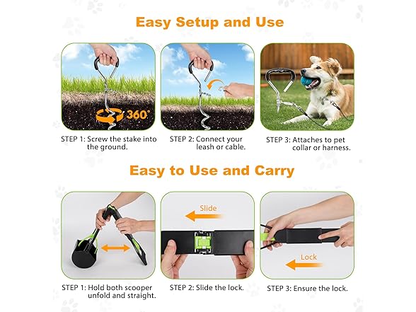 Pooper Scooper+Dog Tie Out Cable