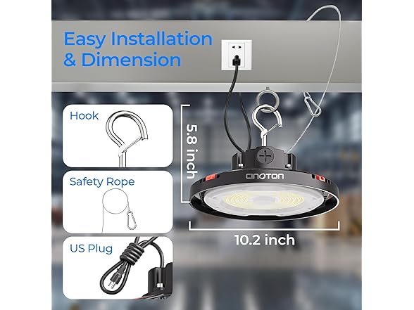 CINOTON UFO LED High Bay Light, 160W/120W/80W Switchable