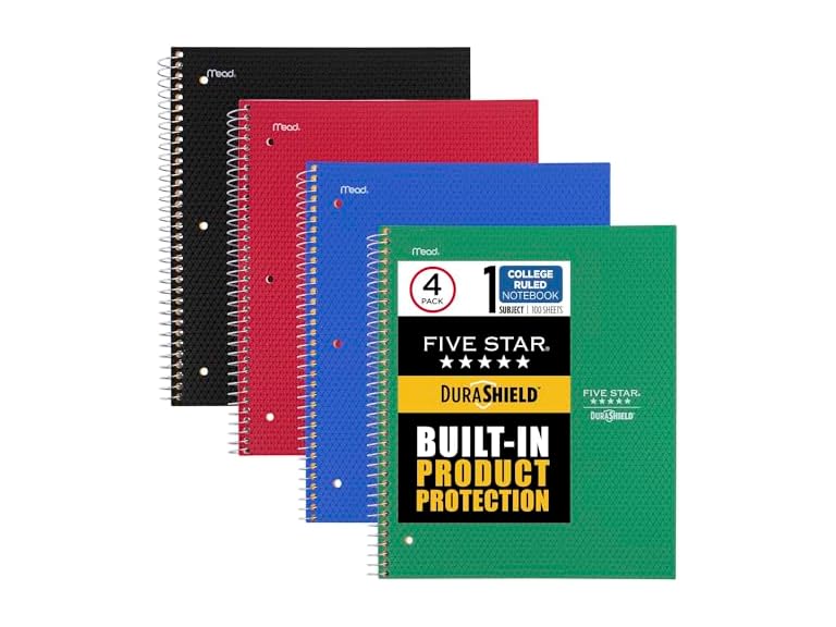 Five Star DuraShield Notebooks, 4 Pack