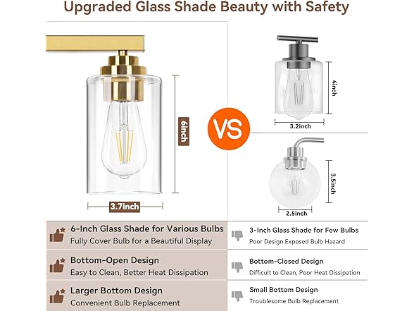 VerRon 4-Light Bathroom Light Fixtures, 27", Gold