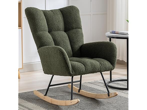 SPOFLYINN Nursery Wingback Glider Rocker