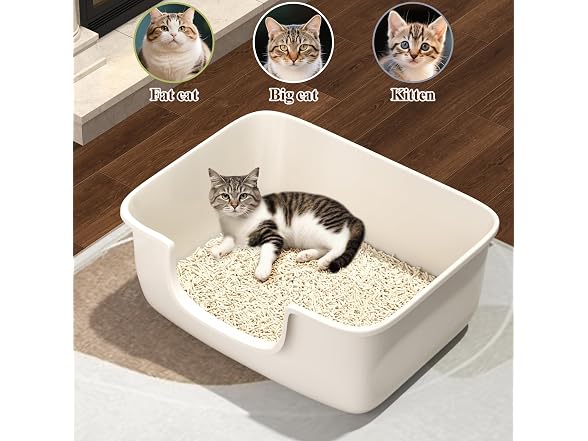 White Large Cat Litter Box 19.7"L x 15.76"W x 8.67"H