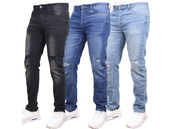 2Pk Asst Mens Stretch Ripped Jeans