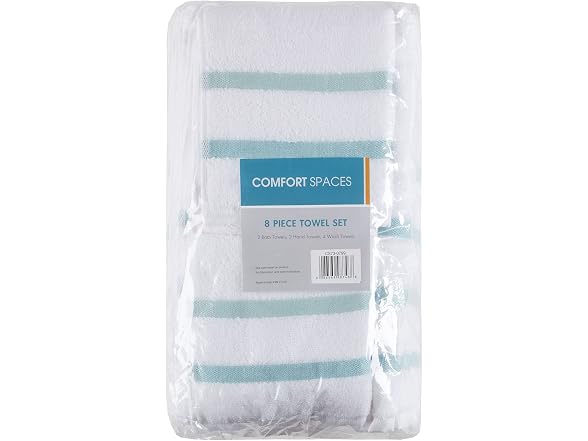 Comfort Spaces Zero Twist Bath Towel Set Cotton 8Pc