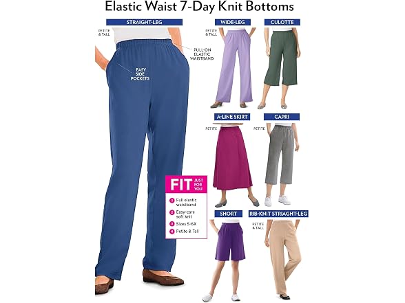 Woman Within Women (1X) 7-day Knit Pull-on Pants