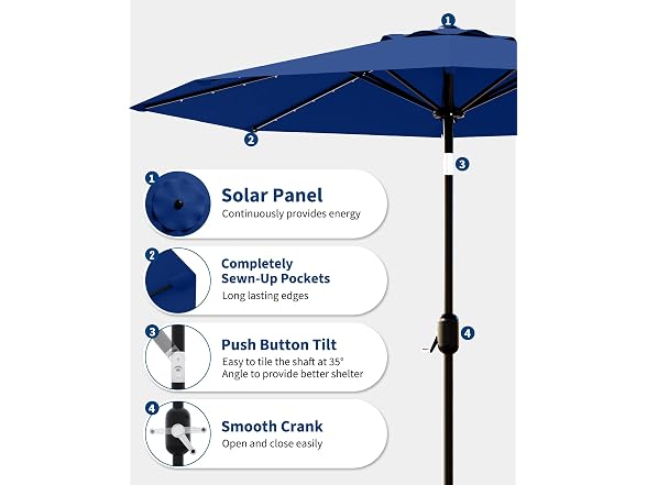 HarmonyHealth 10 Ft Patio Umbrella Tilt