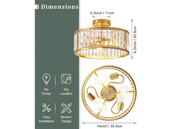 LHLYCLX black flush Mount ceiling light