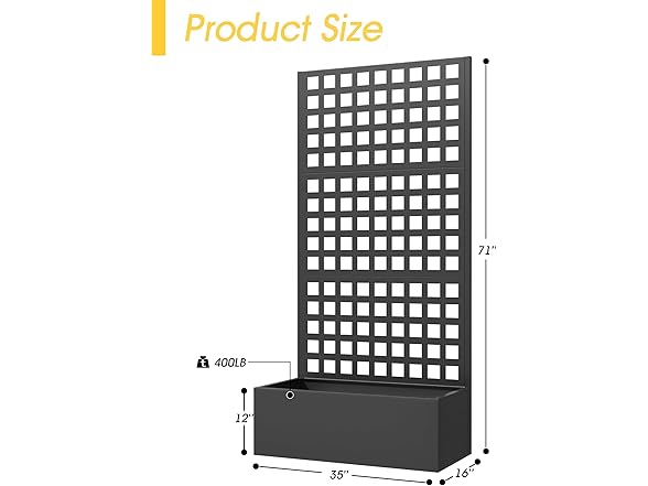 UPHYB Metal Planter Box with Trellis