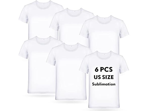 6-Pack Men's White Blank Crew T-Shirts