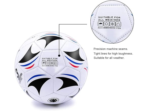 Aoneky Soccer Ball with Pump White/Black/Blue/Red