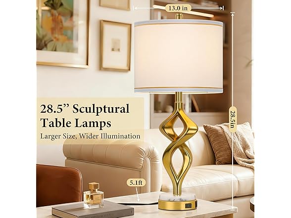 TOBUSA 28.5" Modern Sculptural Living Room Table Lamps Set of 2