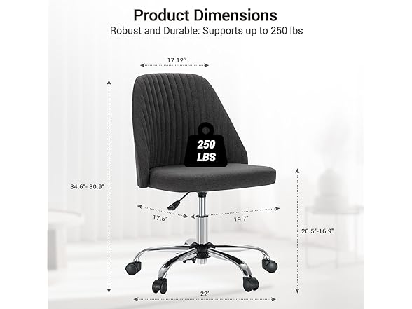 YSSOA Office Desk Chair with Back and Wheels