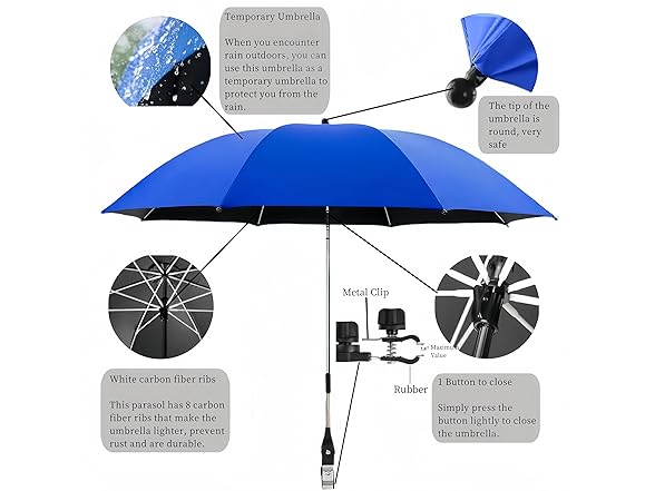 H2ONDBQF 42 Patio Umbrella Umbrellas for Rain