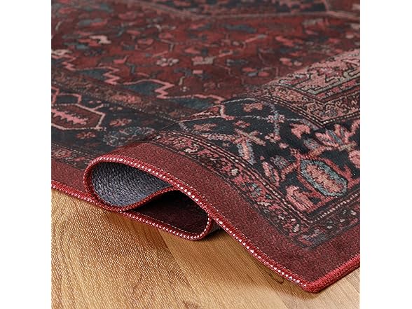 Superior Floral Medallion Washable Rug Cardinal Collection