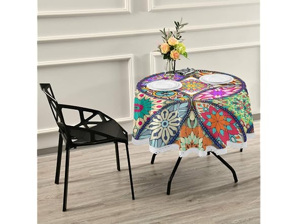 Qilmy Boho Mandala Native Round Table Cloth