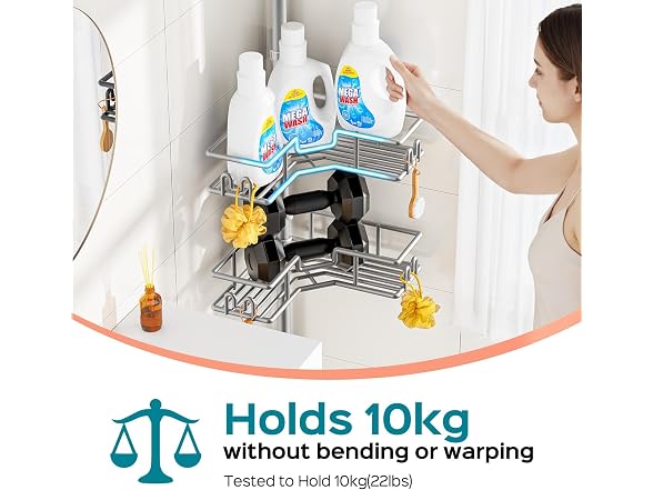 HAMITOR 4-Tier Corner Shower Pole Caddy