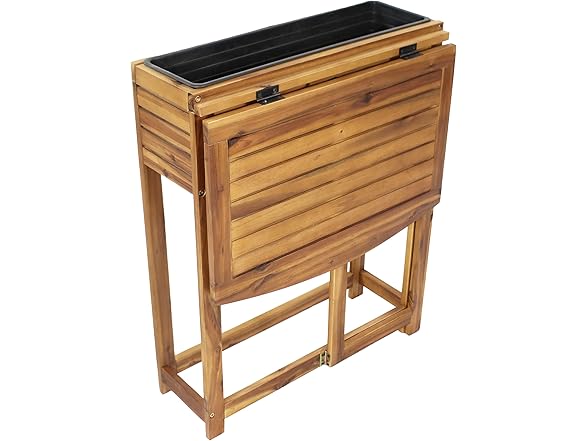 Sunnydaze Acacia Wood Raised Garden Bed with Shelf