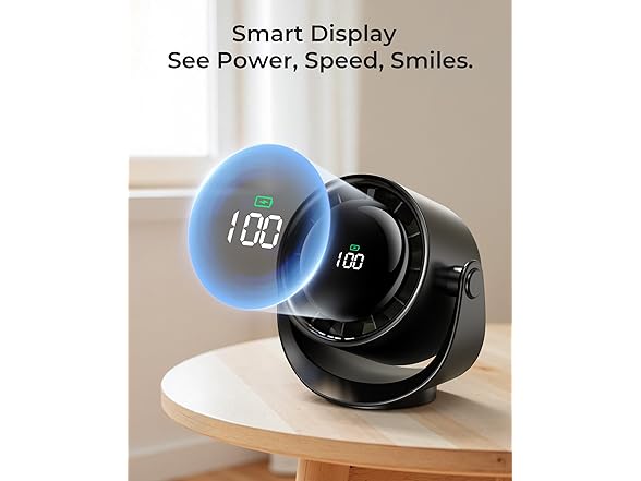 Koonie Koonie Desk Fan, LED Display Mini Table Fan, Rechar