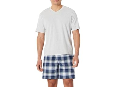 $9.99, Was $23.90, 58% Off! Amazon Essentials Mens SS VNeck Tee & Shorts PJ Set dealfomo
