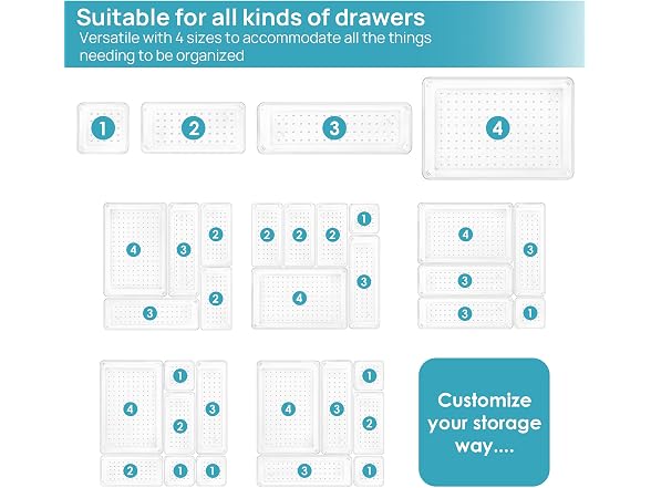 Vtopmart Clear 25 PCS Plastic Drawer Organizer