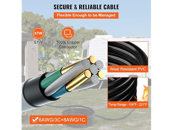 15FT Generator Power Cord 50-Amp 125/250-volt