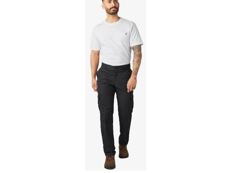 Flex Regular Fit Cargo Pants, Black, 38 34