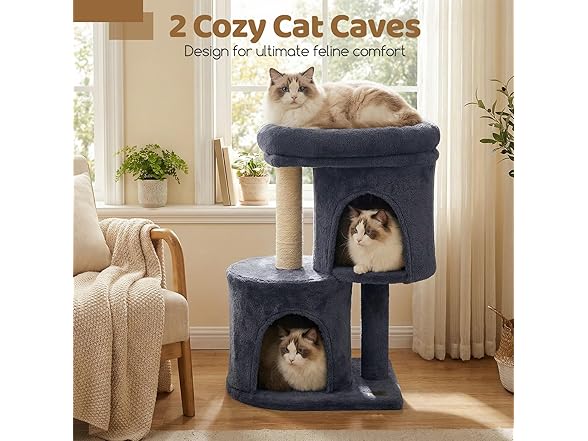 DORTALA Cat Tree for Indoor Cats, 26-Inch Dk Grey