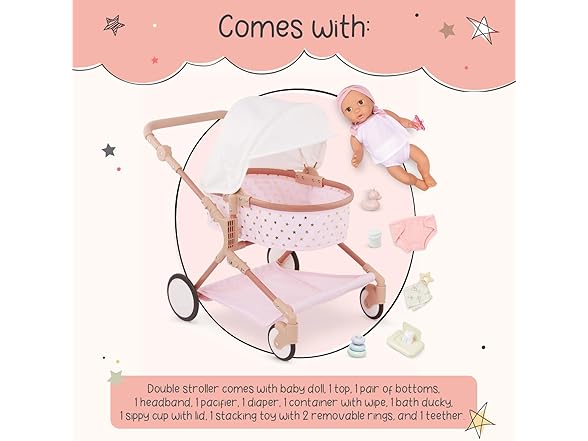 LullaBaby – 14-Inch Doll & Twin Stroller