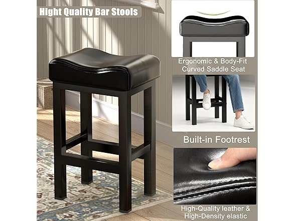 SANUMY SANUMY Bar Stools Set of 2, 24 Inch Coun