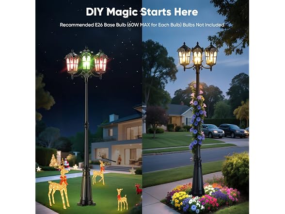 Lamp Posts Outdoor Lighting, Hardwired Outdoor Post Lights, Black