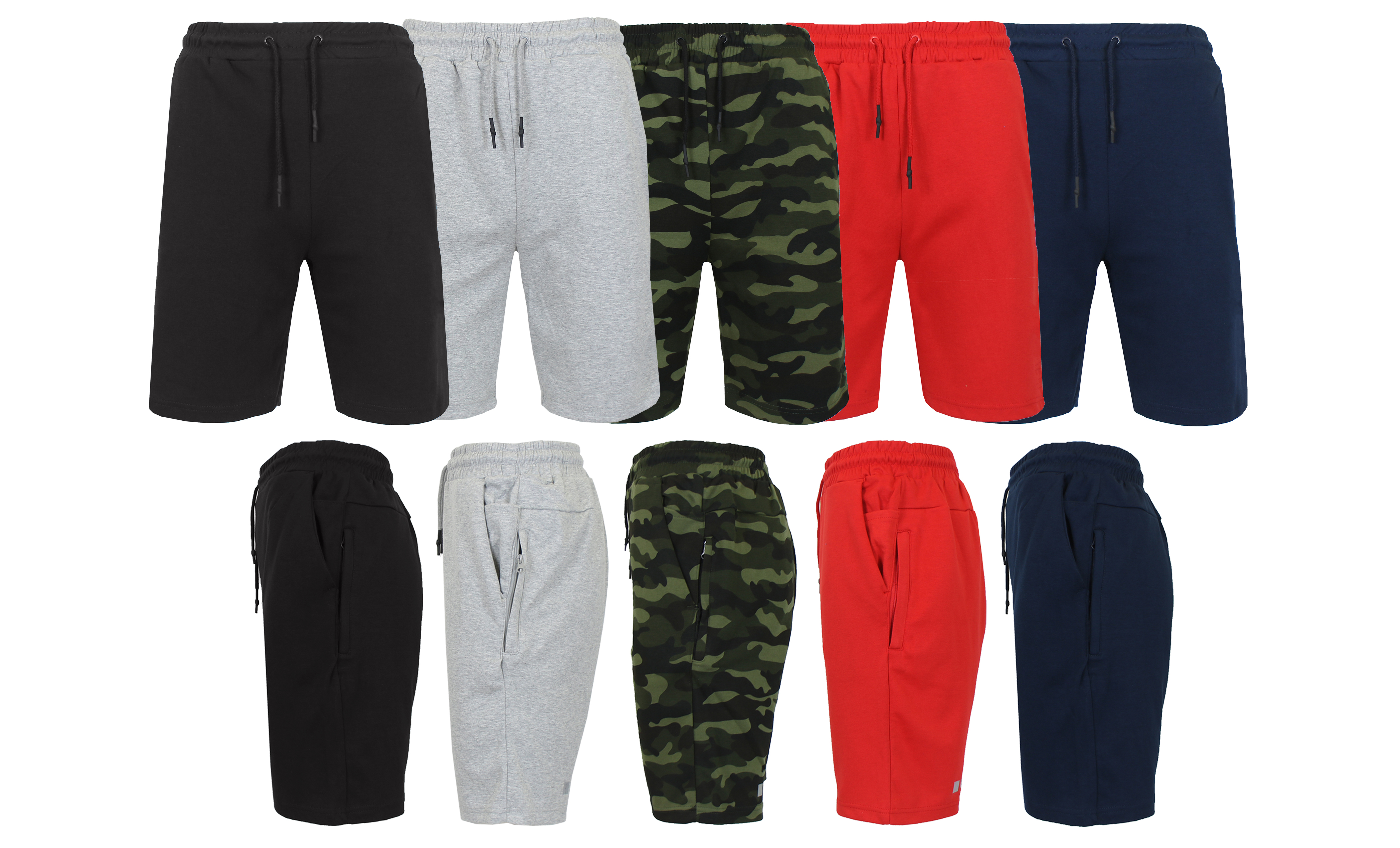 5Pk Mens Classic T/F Jogger Shorts - Gallery 7