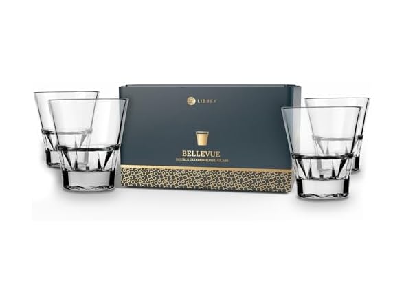 Libbey Bellevue Double Old Fashion Glass Set of 4