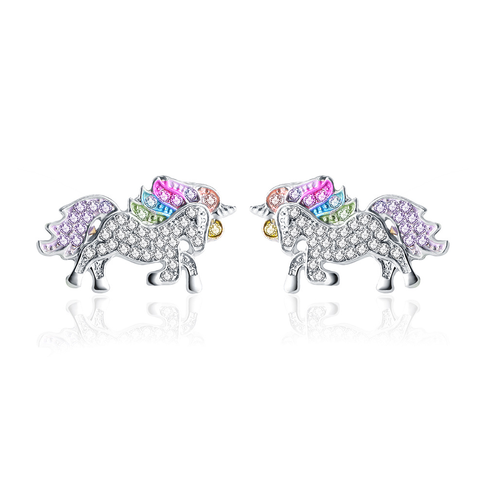 Multi Color Unicorn Stud Earrings - Gallery 4