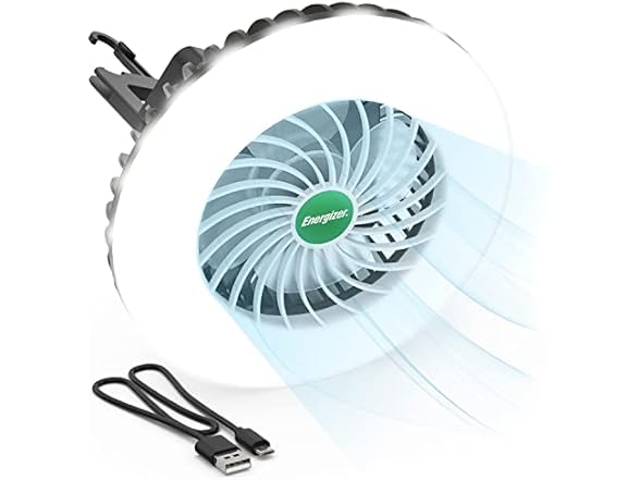 ENERGIZER LED Camping Lantern with Tent Fan S500 PRO, Rechargeable Camping Fan Light with Hanging Hook for Camping, Hiking, Hurricane, Emergency (USB Included)