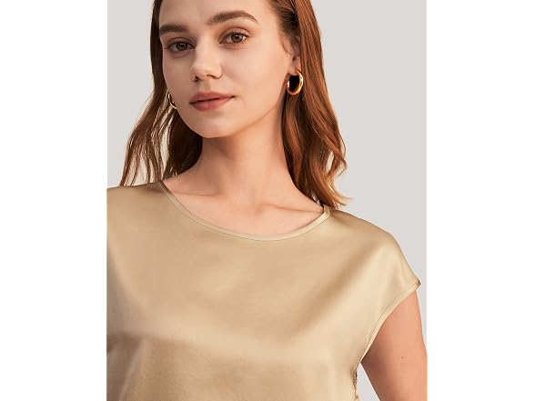 LilySilk Women (L) Tops Ladies Light Camel /12