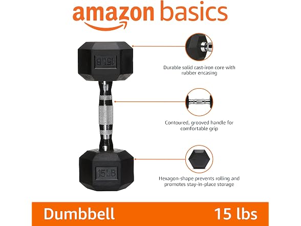 Amazon Basics Rubber Hex Dumbbell Hand Weight