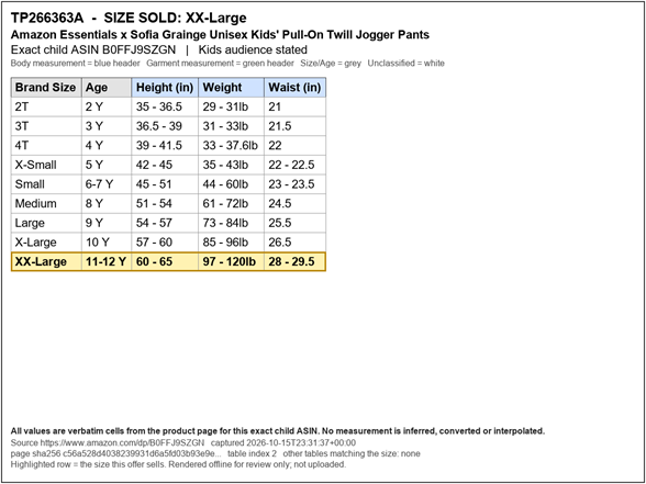 Size Chart