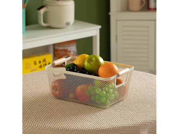Basicwise Set of 3 Small Multipurpose Metal Mesh Basket