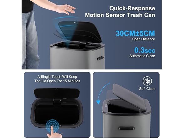 OUTLANE 13 gal/50L Motion Sensor Trash Can