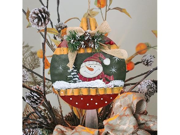 ecipl Metal Christmas Sign Hanging Snowman Santa Ornament - Gallery 4