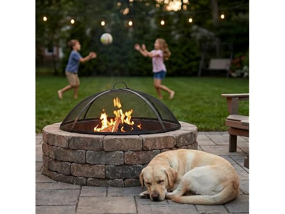 Sunnydaze 24" Round Fire Pit Spark Screen Cover