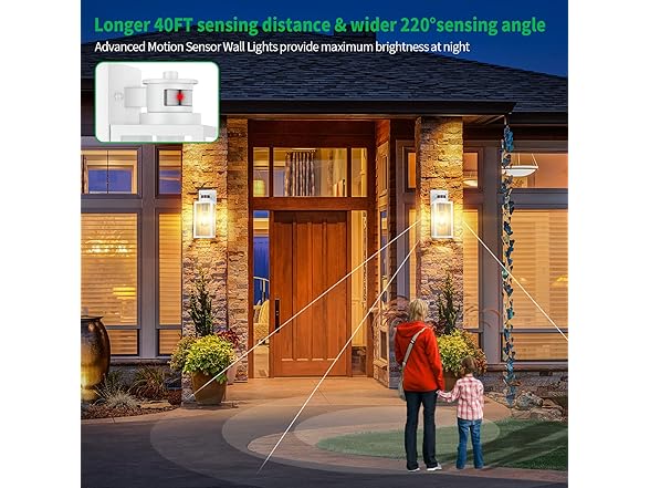 TOBUSA 2-Pack Motion Sensor Outdoor Wall Lantern